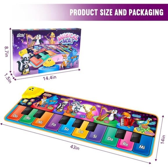 Kids Musical Piano Mats with 25 Music Sounds,Musical Toys Baby Floor Piano - Picture 4 of 8